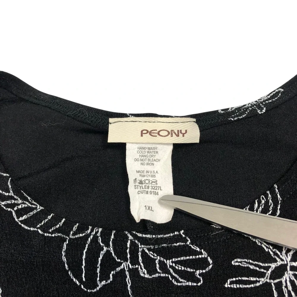 Vintage Peony Black Floral Print Sleeveless Maxi Dress Size 1XL Tropical Beachy - Picture 8 of 8